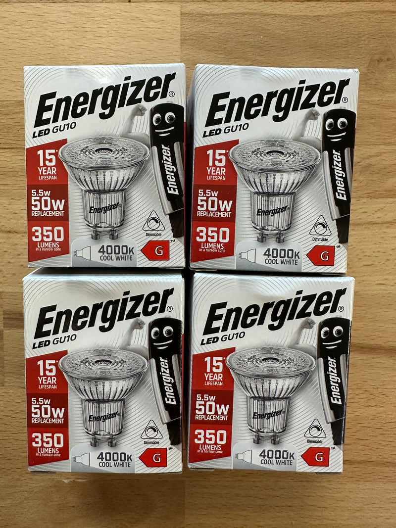S9411 Energizer 5.5W Dimmable LED GU10 350LM Cool White - Pack of 4