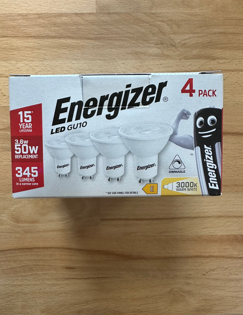 S10327 Energizer 5.2W Dimmable LED GU10 380LM Warm White - Pack of 4 - LED Spares