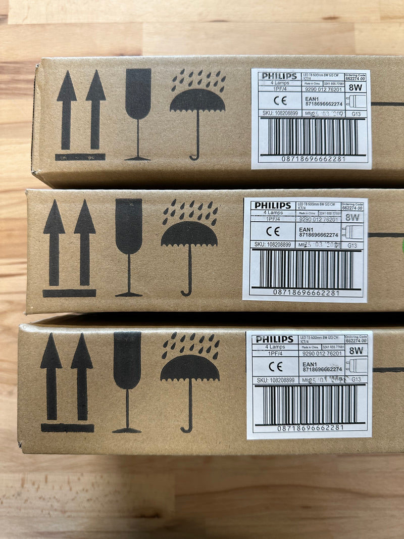 Philips LED T8 Tube 2FT 600mm G13 8W 4000K Cool White - LED Spares