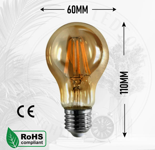 A60 LED Dimmable E27 8W 2700K Filament Light Bulb