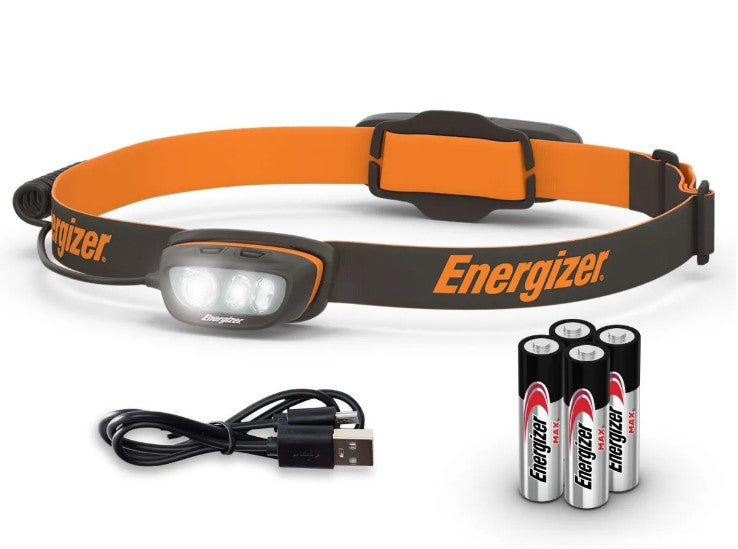 S29860 Energizer 750 lumens Hybrid-Powered Multi - Coloured Headlight Torch + 4 AAA Batteries