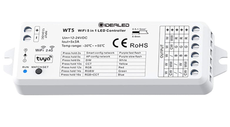 GIDEALED WT5 Smart Wireless 5 in 1 WiFi LED Controller, APP/Voice Control - LED Spares