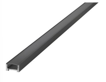 Black Surface Mount LED Strip/Tape Profile Frosted Diffuser 16.2mm X 8.57mm Includes End Caps & Mounting Brackets - LED Spares