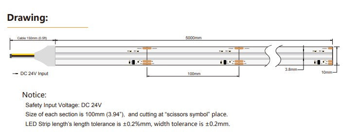 24V 13W IP20 3000K Warm White SPI CSP Pixel Seamless LED Strip - LED Spares