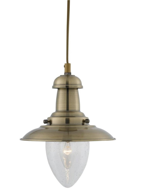 Searchlight Fisherman Small Pendant - Antique Brass Metal & Glass - 5787AB - LED Spares