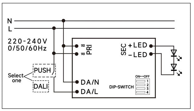 Eaglerise FLS-42-1050 DALI-2 LD ADV 7.8W-42W 150-1050mA DALI + Push Dim Driver - LED Spares