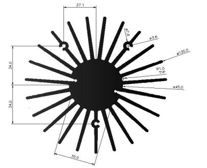 HSINK/005 4120HS 30mm Anodised Heat Sink for LED Modules