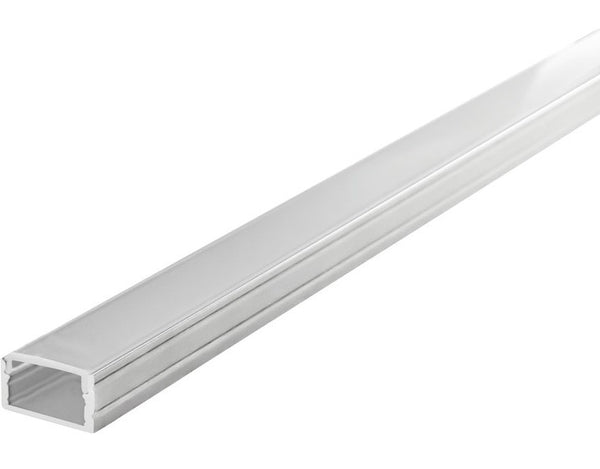 Profile Aluminium Surface Mount 2M Frosted Diffuser 18.6 X 12.5mm Inc End Caps & Clips - LED Spares
