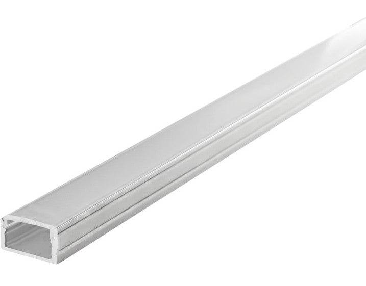 Profile Aluminium Surface Mount 2M Frosted Diffuser 18.6 X 12.5mm Inc End Caps & Clips - LED Spares