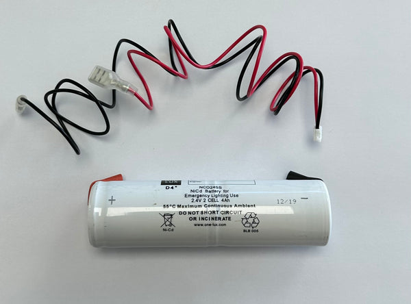 One-Lux NCD24SS/JST 4Ah 2 Cell 2.4V Emergency Battery Stick c/w Connector - LED Spares