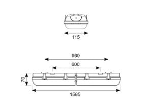 Ansell ATORPLED2X5 Tornado PRO Twin 1500mm IP65 Non-Corrosive Fitting