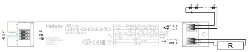 Helvar LL1X10-42-CC-350-700 10-42W 350-700mA LED Driver - LED Spares