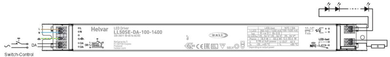 Helvar LL50SE-DA-100-1400 50W SELV DALI-2 Dimmable LED Driver