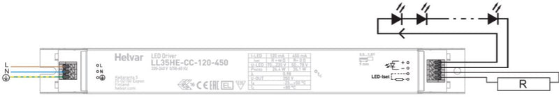 Helvar LL35HE-CC-120-450 35W Constant Current Linear LED Driver - LED Spares