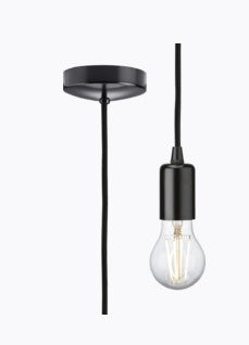 Knighsbridge 1.8m E27 Contempory Pendant Set - Matt Black - LED Spares