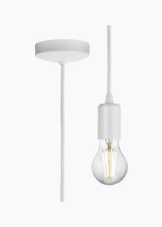 Knighsbridge 1.8m E27 Contempory Pendant Set - Matt White - LED Spares