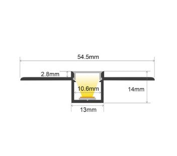 Plaster-In Narrow Recessed LED Aluminium Profile c/w Diffuser and 2 Endcaps - LED Spares