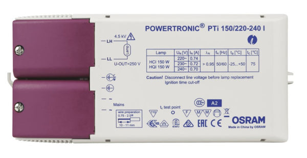 Osram PTi 150/220-240 I Powertronic 150W MH Electronic Ballast - Remote Mounting - LED Spares