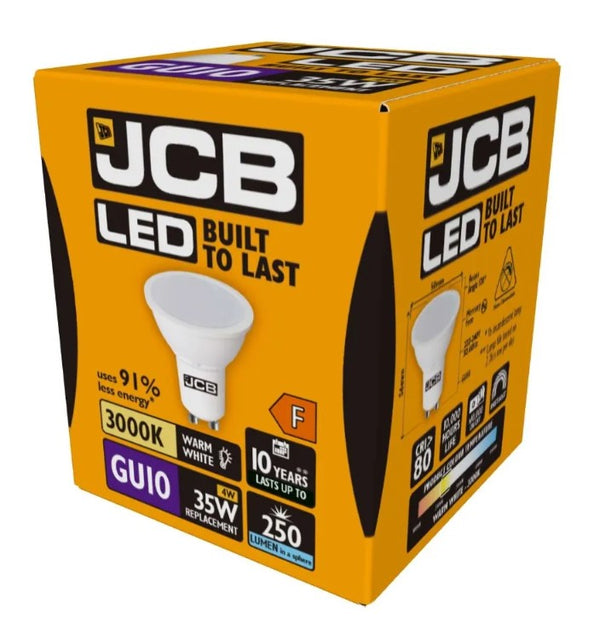 S10961 JCB 3W LED GU10 235LM Warm White - Pack of 1 - LED Spares