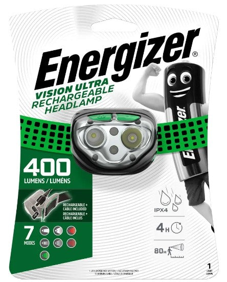 S14672 Energizer LED Vision Ultra Rechargeable Headlamp - 400 Lumen - LED Spares