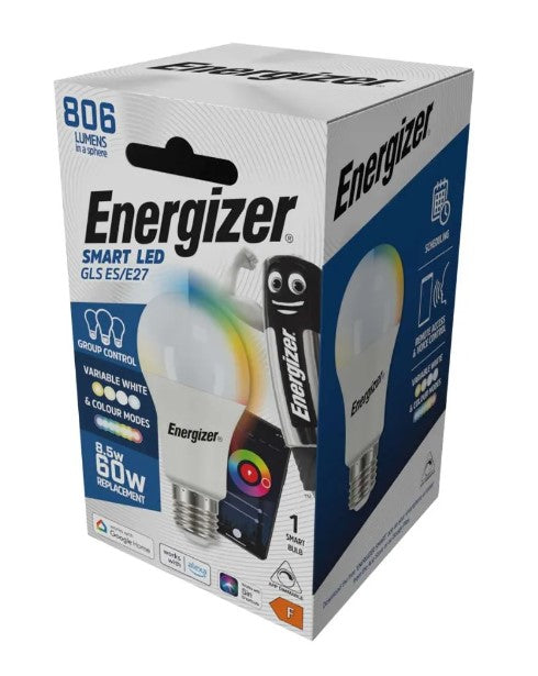 Energizer Smart E27 (ES) GLS - 8.5W - Colour Changing Bulb - 806LM - Boxed - LED Spares