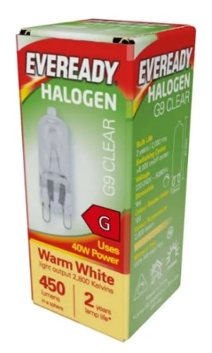 Eveready Halogen G9 Capsule 450lm 40W 2800K (Warm White) Bulb - LED Spares