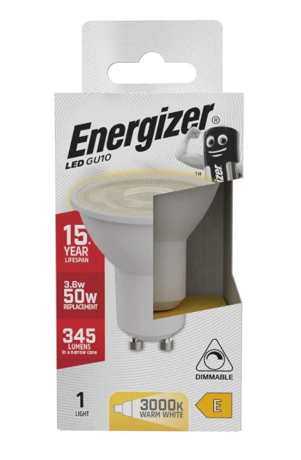 S8826 Energizer 3.6W Dimmable LED GU10 345lm Warm White - Pack of 1 - LED Spares