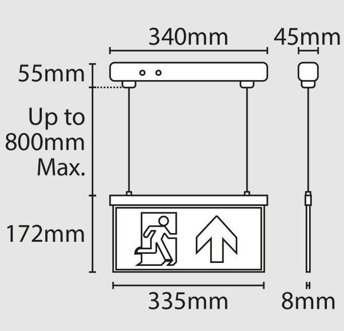 HX/LED/M3/WH/PLE HANG-EX Suspended Blade Exit Sign - Arrow Down - LED Spares