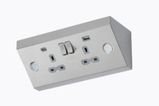 Knightsbridge SKR9 Under Cabinet 13A 2G Socket with Dual USB A+C [5V DC 4.0A shared] - Stainless Steel - LED Spares