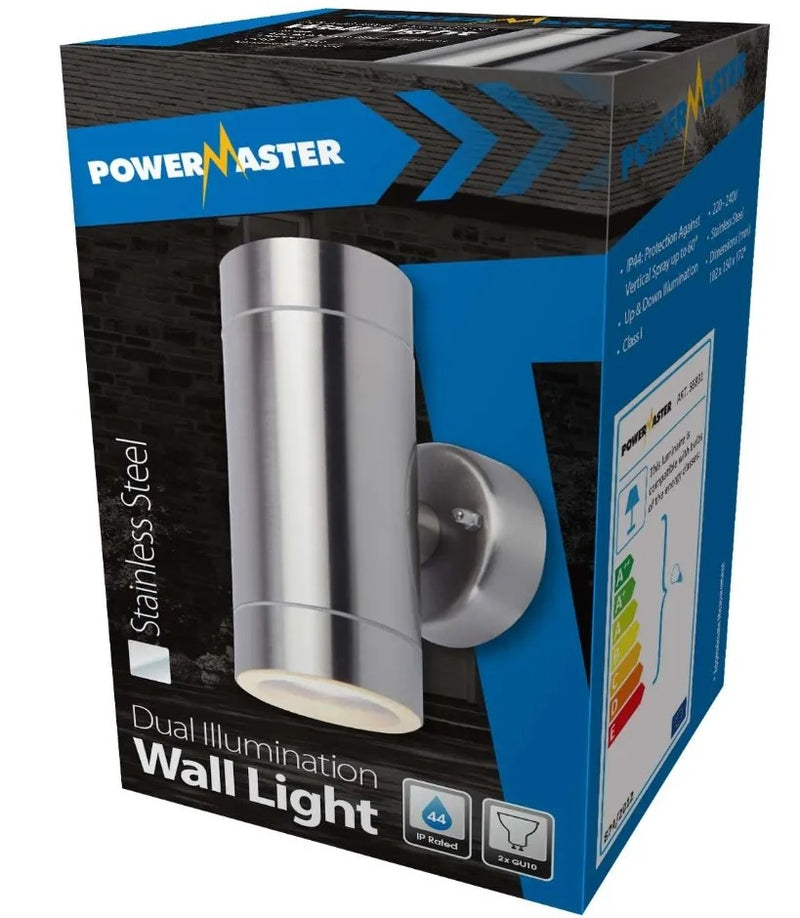 Dual Illumination IP44 Wall Light - Stainless Steel - PowerMaster - S6831 - LED Spares