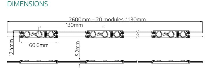 Texas-3W v.2 - Sign LED Modules 12V 0.72W 3X2835 160° Lense 6500K Cool White - LED Spares