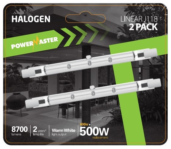 Powermaster Energy Saving 400W 118mm R7s Tungsten Halogen Flood Security Light Bulb - LED Spares