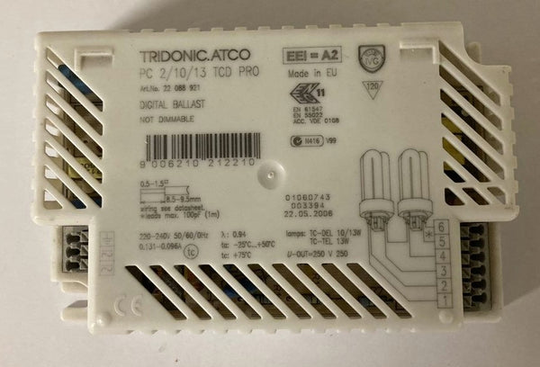 Tridonic 22088921 PC 2/10/13 TCD PRO 2 X 10/13W Electronic Ballast - LED Spares