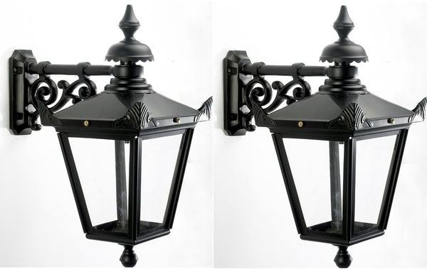 Pair of Hanging Black Pub Wall Lantern - LED Spares