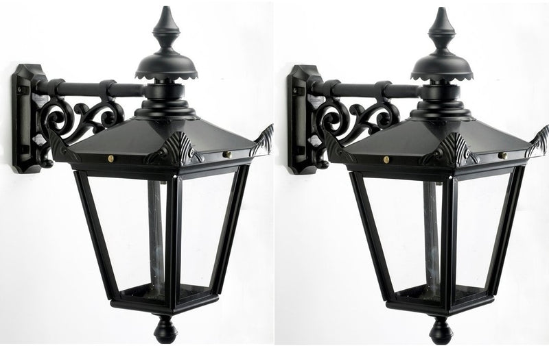 Pair of Hanging Black Pub Wall Lantern - LED Spares