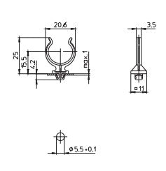 CLC/2G11/SUP/USP Single Peg Fix 2G11 Lamp Support Clip 5.5mm Cut Out - LED Spares