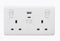 Knightsbridge CU9003 White 2 Gang Curved Edge 13A SP Switched Socket With Outboard Rockers & Type A (QC 18W) + Type C (PD 45W) USB Charger Outlets - LED Spares