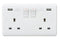 Knightsbridge CU9904 White 2 Gang Curved Edge 13A SP Switched Socket With Dual 3.1A Type A USB Charger Outlets - LED Spares