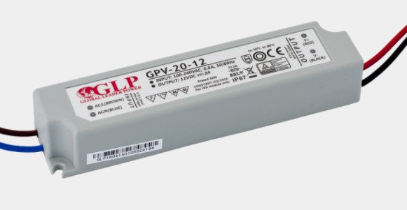 GLP GPV-20-12 24W 12V/2A IP67 LED Power Supply - LED Spares