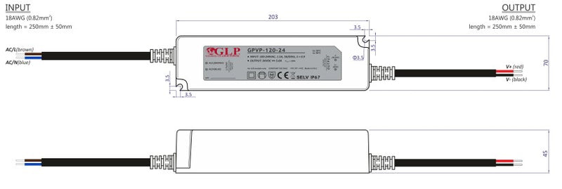 GLP GPVP-120-24 120W 24V/5A CV IP67 LED Power Supply - LED Spares