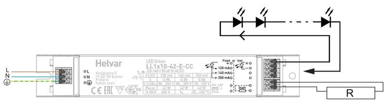 Helvar LL1X10-42-E-CC 10-42W 120-350mA LED Driver - LED Spares