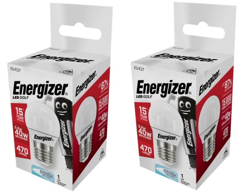 S13572 Energizer 5.2W LED GOLF BALL 470LM Opal ES (E27) Daylight Bulb