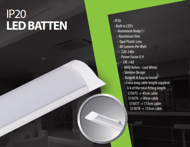 Powermaster LED IP20 4ft 120cm Batten Fitting - LED Spares