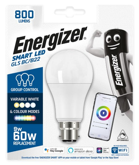 Energizer Smart B22 (BC) GLS LED Bulb - Colour Changing - LED Spares