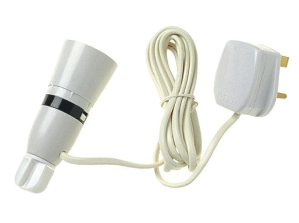 White BC Bottle Lamp Adaptor with Lead and Plug Lyvia - LED Spares