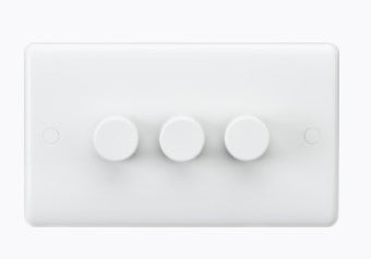 Knightsbridge CU2163 White Curved Edge 3 Gang 2 Way Leading Edge Dimmer Switch 40-400W Incandescent | 3-100W LED - LED Spares