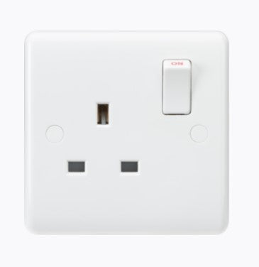 Knightsbridge CU7000 White 1 Gang Curved Edge 13A DP Switched Socket - LED Spares