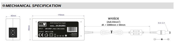 MW Power EA 20120D1 120W 5A Desktop Power Supply - LED Spares