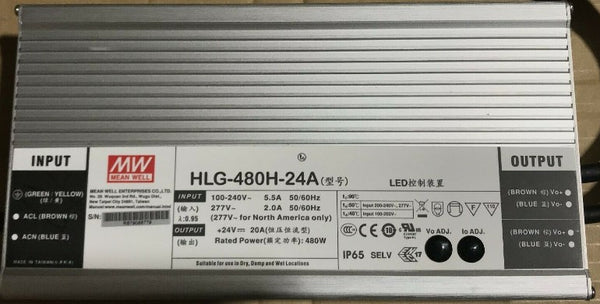 Mean Well HLG-480H-24A 480W 24V 20A LED Driver