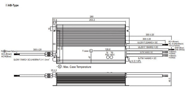 Mean Well HLG-600H-42AB 600W 42V IP65 LED Driver- LED Spares